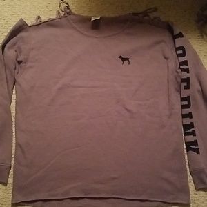 Purple cold shoulder top